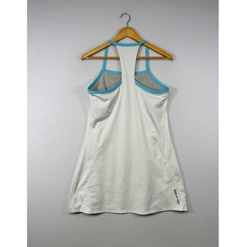 Tenniscore Under‎ Armour Womens Large White Turquoise HeatGear Racerback Dress - Picture 2 of 10